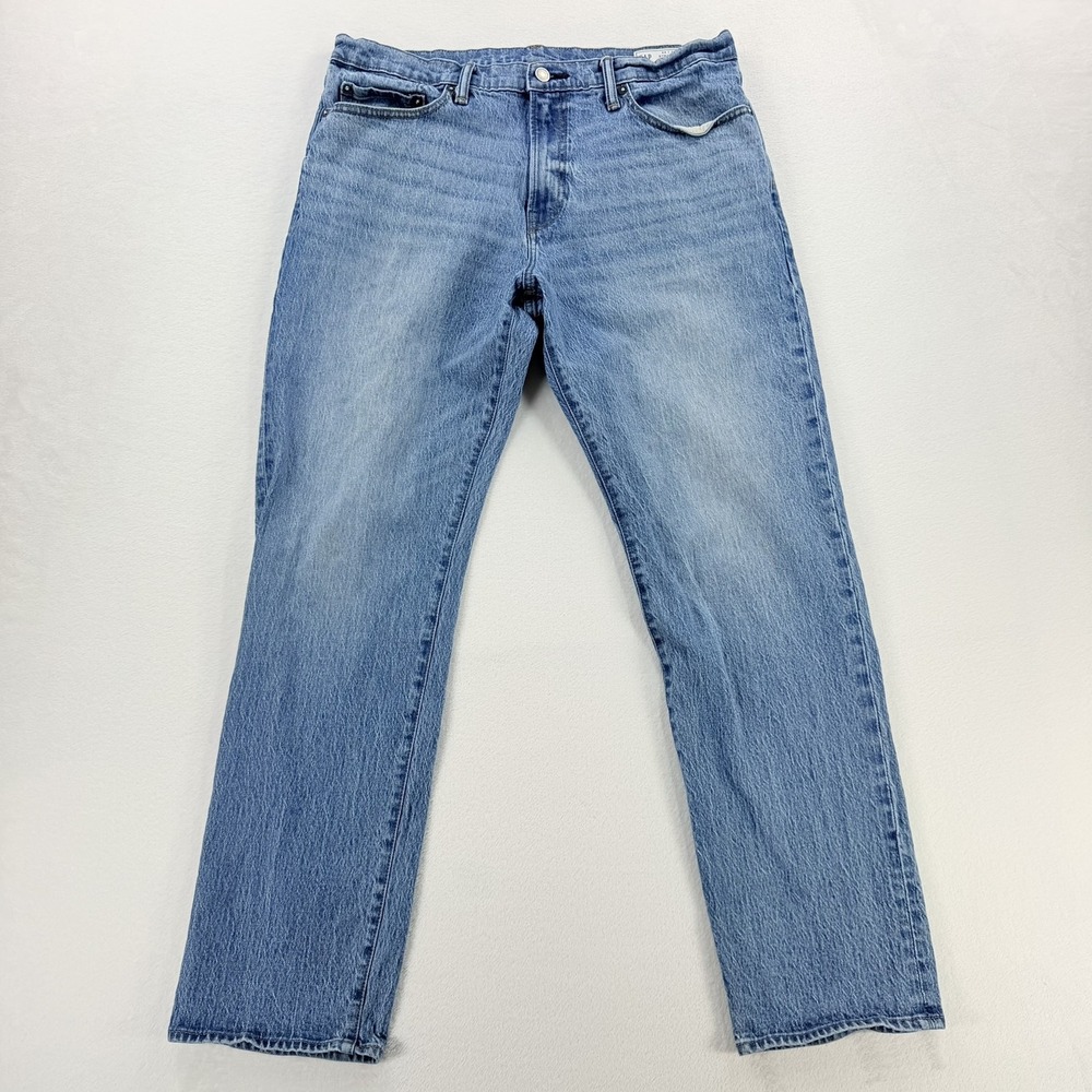 Gap Straight GapFlex Jeans Mens 34x32 Blue Regular Fit Light Wash Stretch Denim
